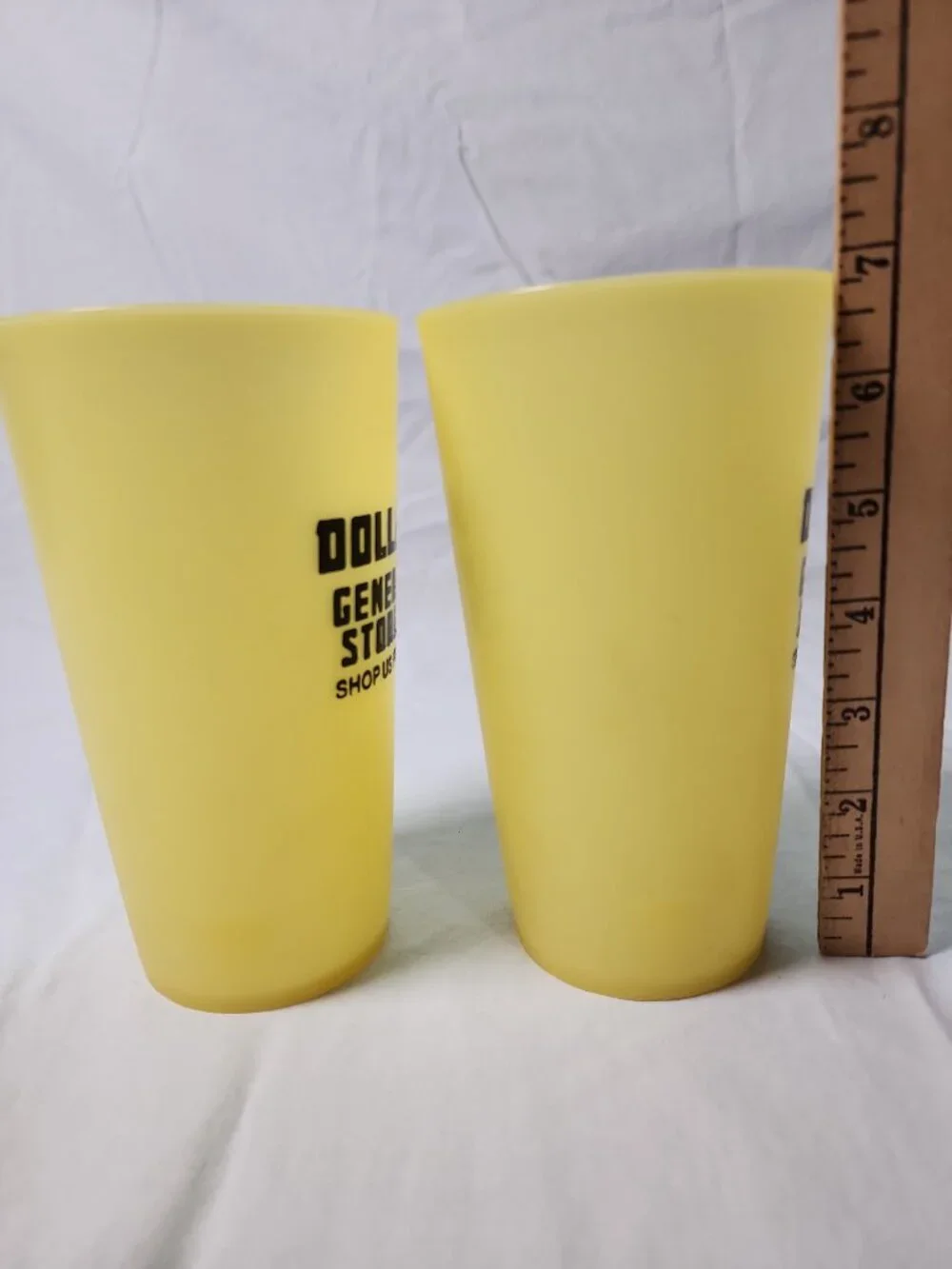 Vintage Retro Dollar General Advertising Stadium Cup Yellow Lot of 2 Large DG